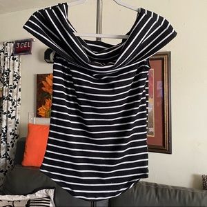 We the Free Striped Black White Off Shoulder Top Size Medium